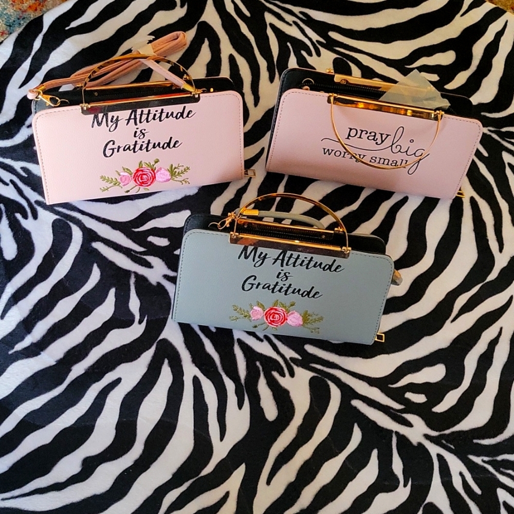 Wristlet Clutch Wallet 8.1/2" X 4 1/4"  Colors Teal> Pink